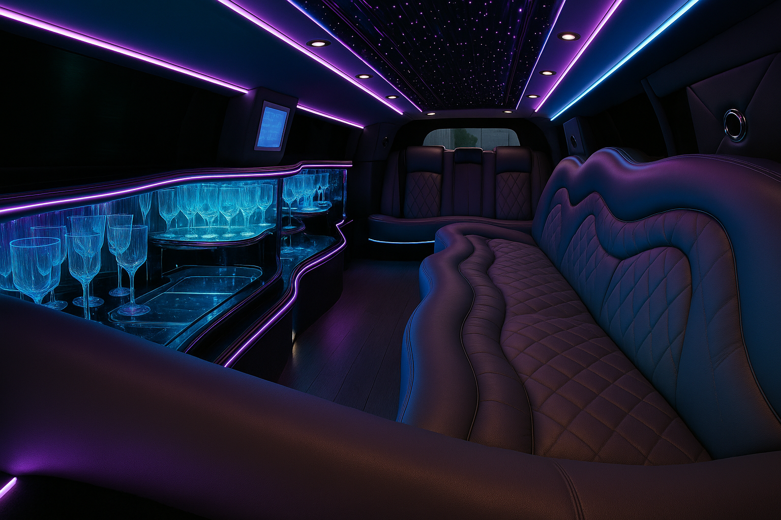 10 Passenger White Stretch Limo interior