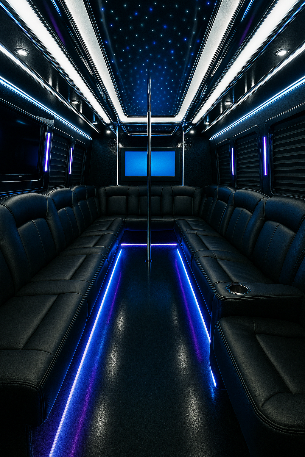 26 Passenger Party Bus interior